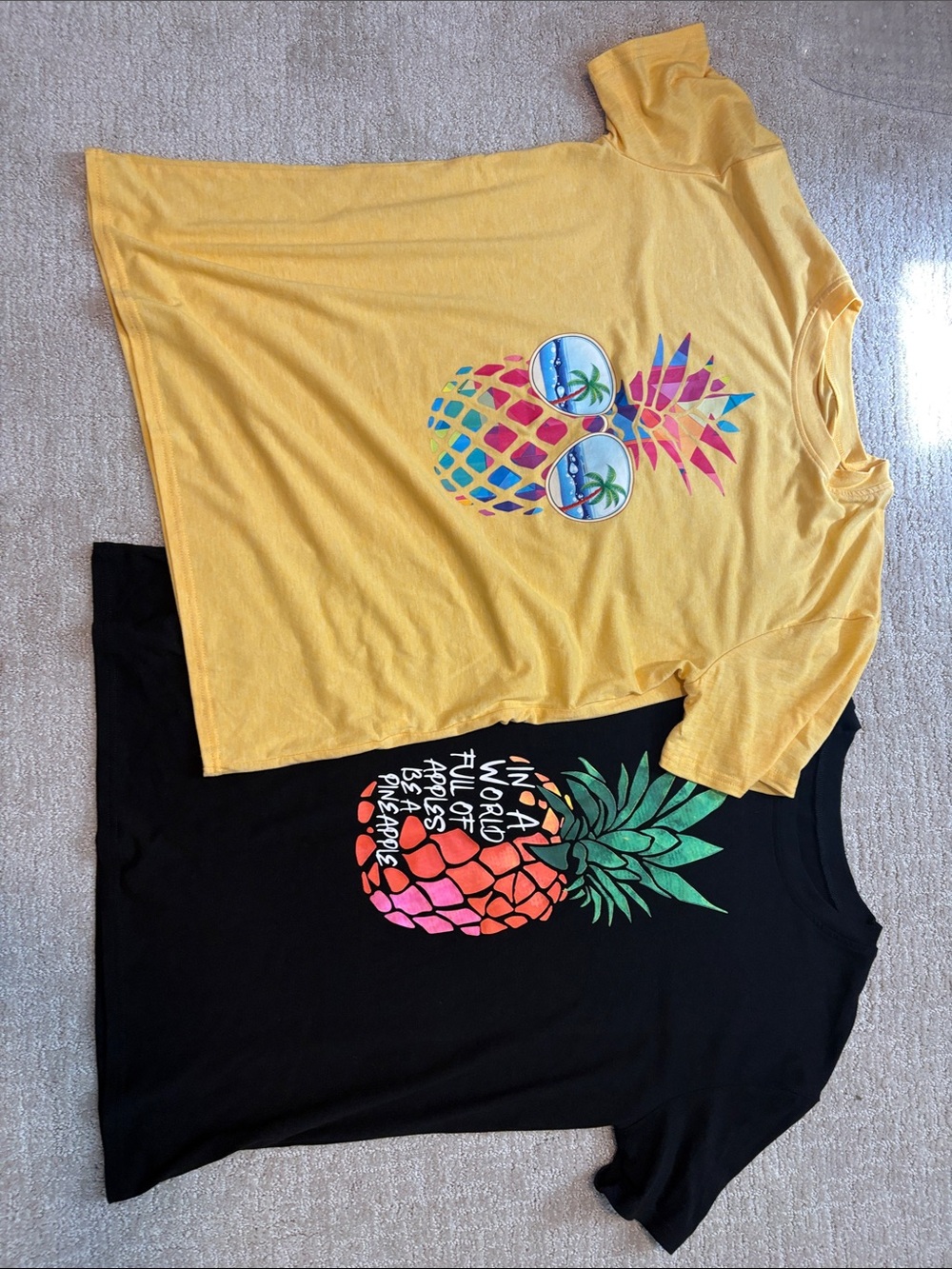 Bundle Two Women’s extra large Pineapple Graphic Tees. Spring or Summer.